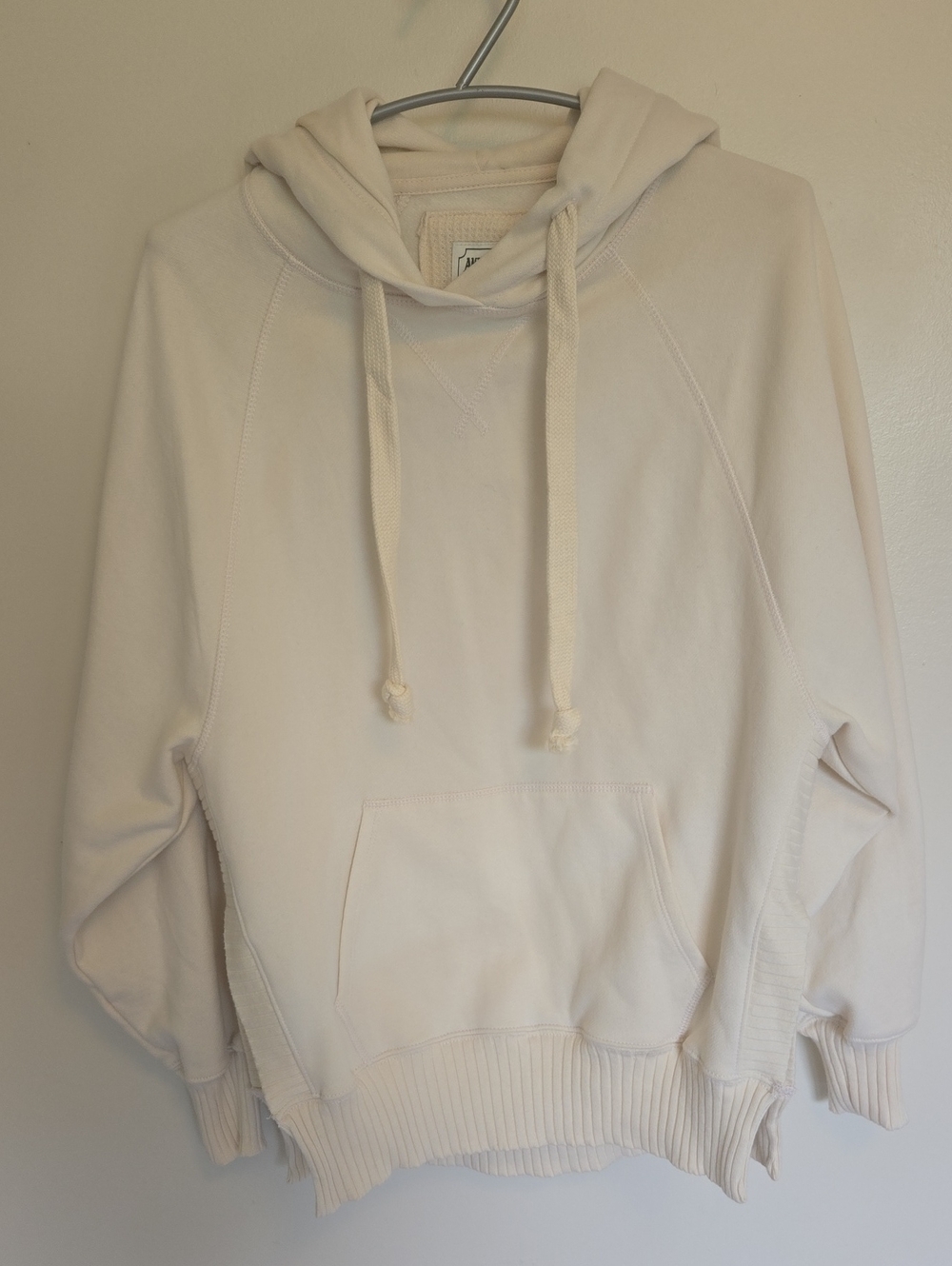 NWT American Eagle Pullover Hoodie Sweatshirt XS Cream Oversized Relaxed Fit
